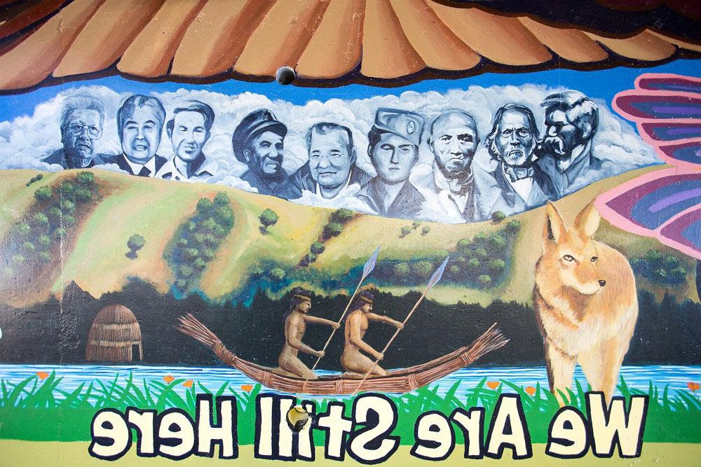 Closeup of the mural showing past ancestors.