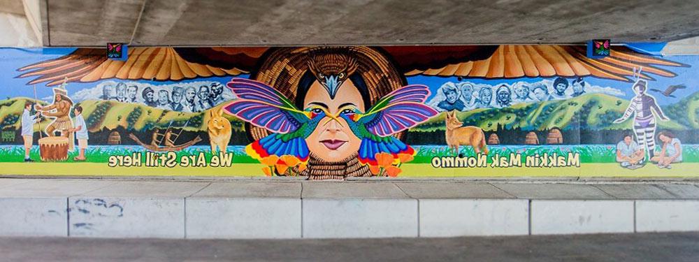 Mural of the past, present and future Muwekma Ohlone tribe.